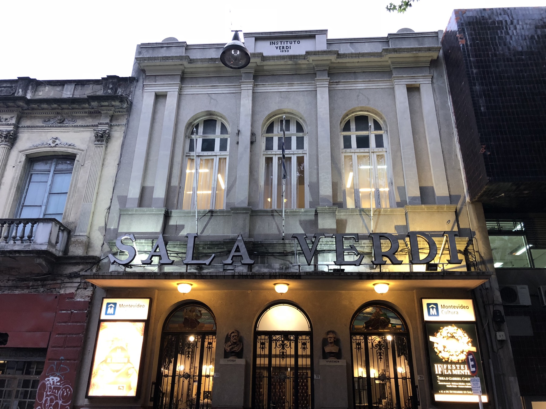 Sala Verdi theatre facade in Montevideo